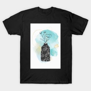 Flower vase watercolor painting - light blue paint T-Shirt